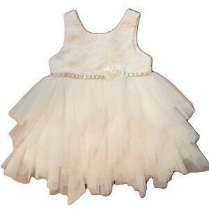 American Princess Ivory Satin Lace Dress Size 12 months NWOT